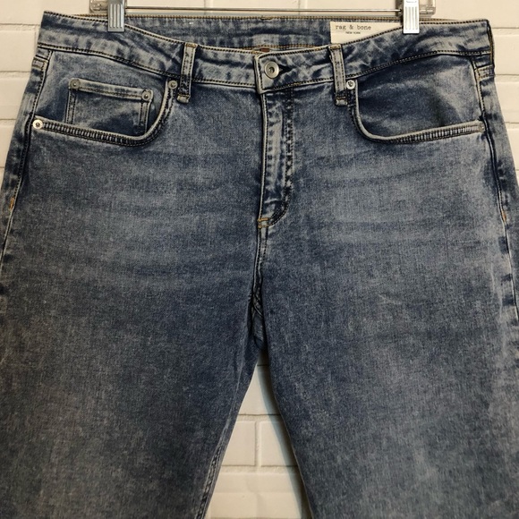 Rag Bone Dre Low Rise Boyfriend Nora Raw Hem Stretch Denim Blue Jeans 31 - Picture 3 of 12